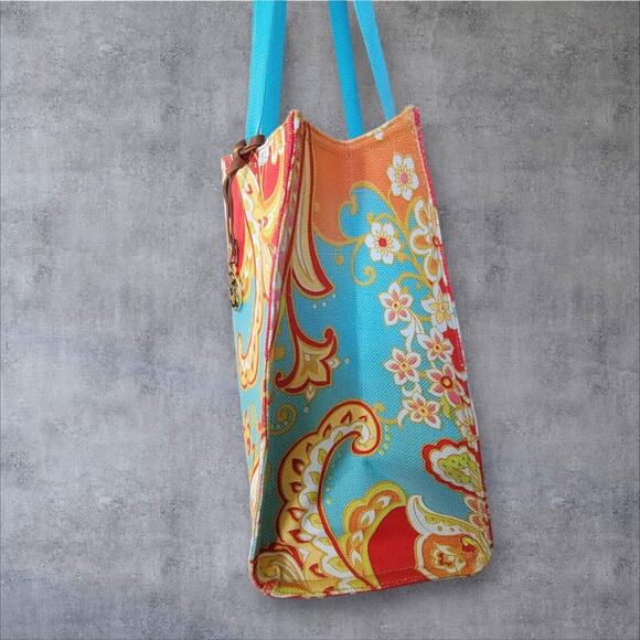 SPARTINA 449 Fiddlers Cove Market Tote Bag Linen Paisley Travel Handbag Shopping - Picture 4 of 14